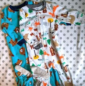 24mo Fleece Footie Pajamas, x2